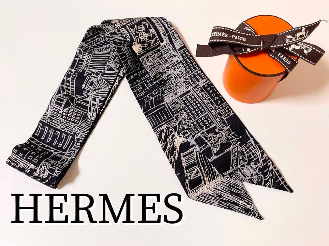 【希少！早い者勝ち！】HERMES ツイリー 銀座限定モデル ブラック系