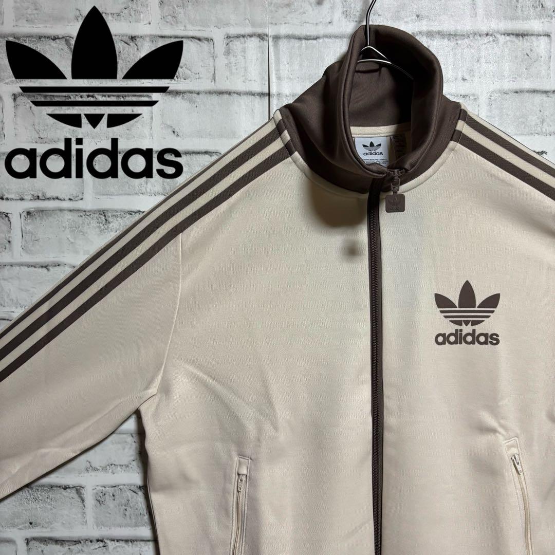 新品⭐️女性L 80s復刻adidasトラックジャケット ベージュ×モカブラウン