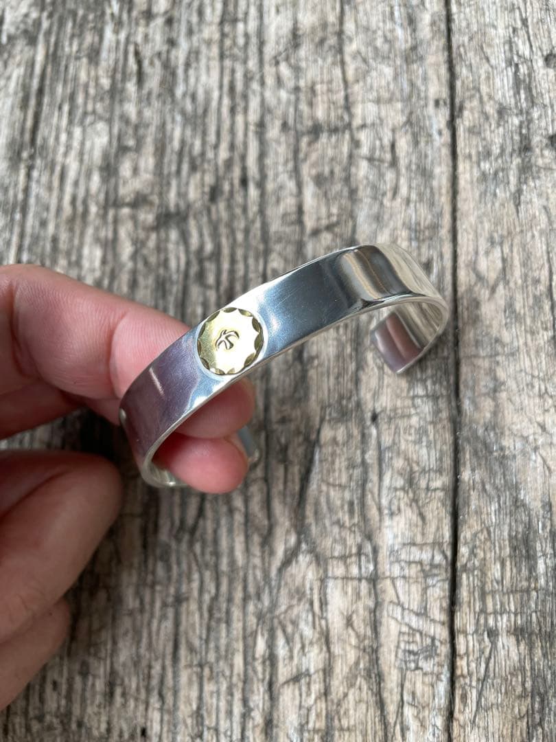 シルバー ブレス バングル ハンドメイド 平打ち Mサイズ ノーブランド