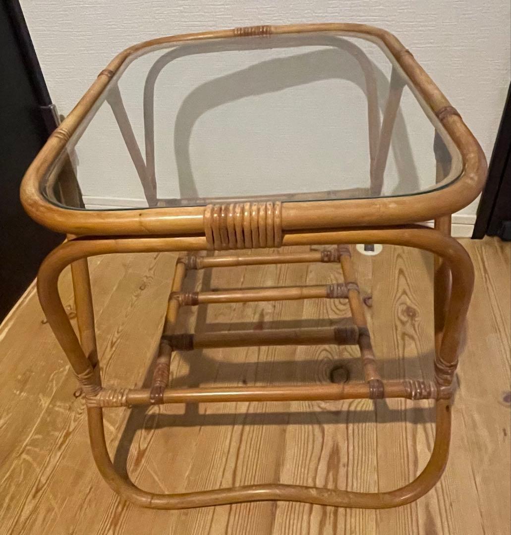 ヴィンテージ　ラタン　ミニテーブル　サイドテーブル　ローテーブル