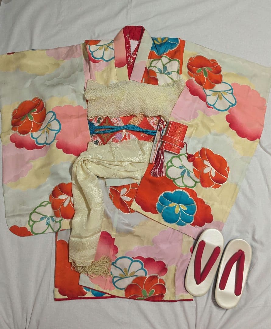 七五三 7歳 アンティーク 正絹 着物 セット
