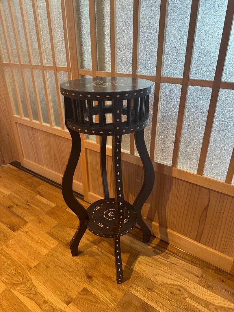 木製花台　飾り台　唐木　74.5cm アンティーク　二段　華道　希少