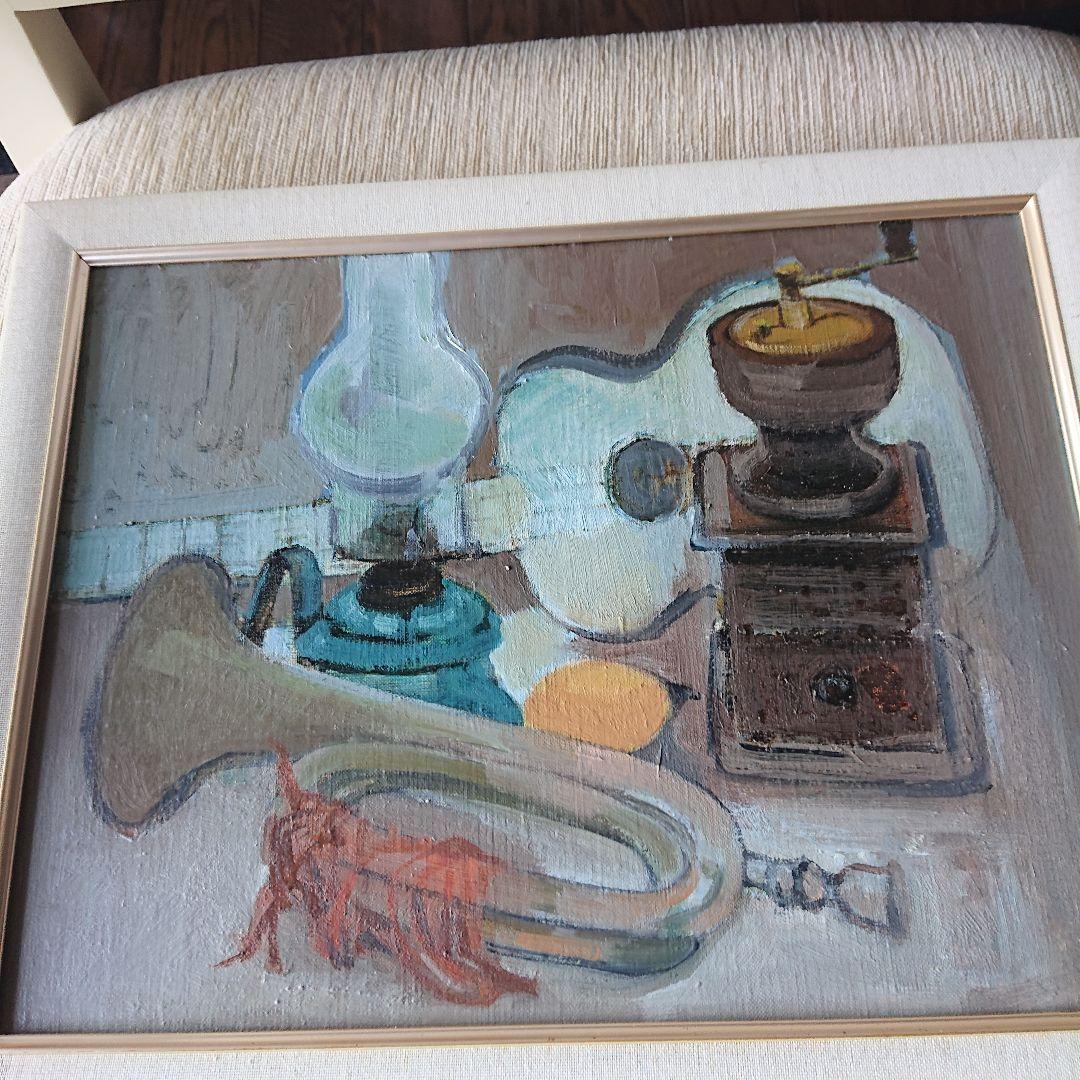 ❣️コーヒーミル❣️ ラッパ ランプ 静物画 カフェ 純喫茶 絵画 作家亀尾従道