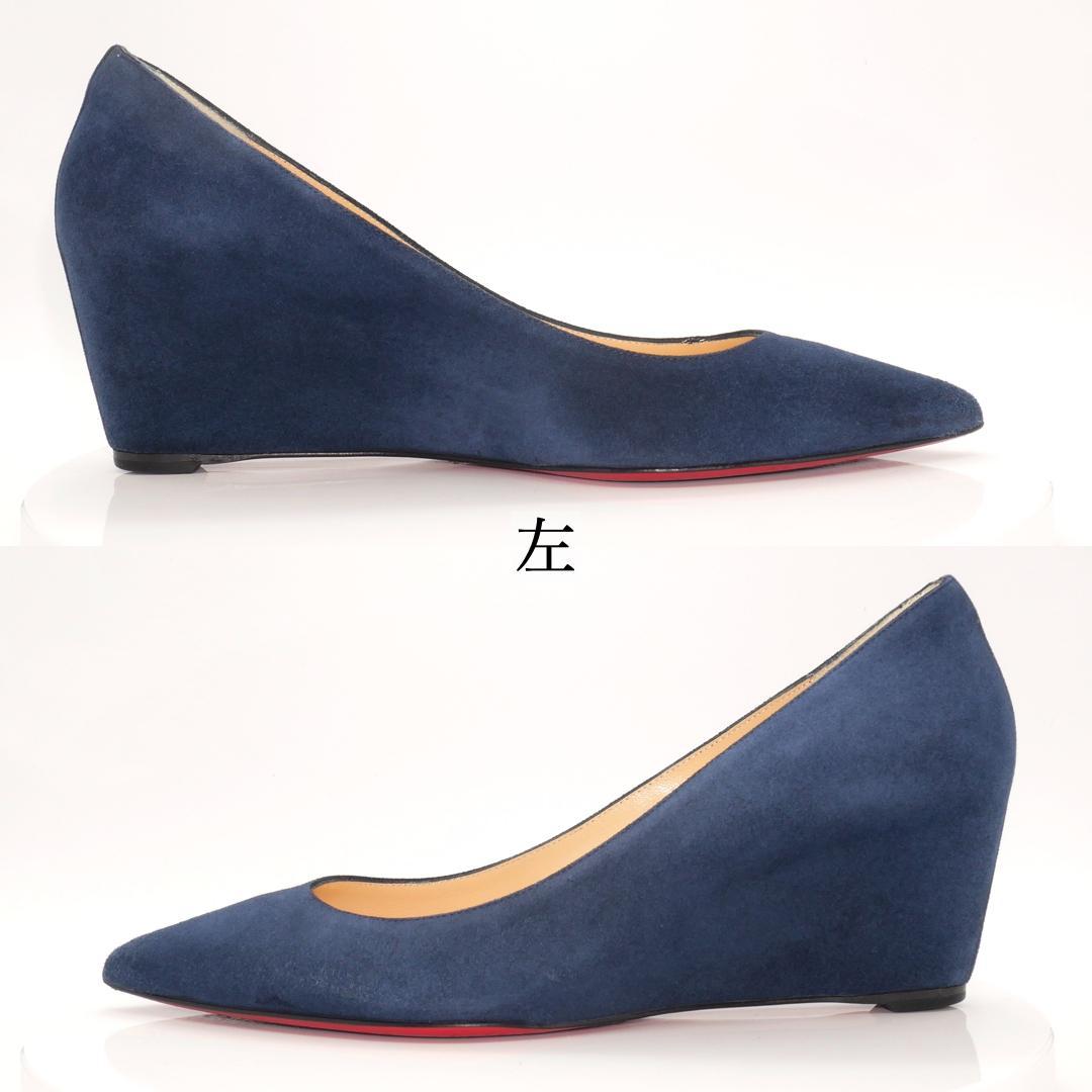 37　Christian Louboutin　ルブタン　紺　ウェッジソール