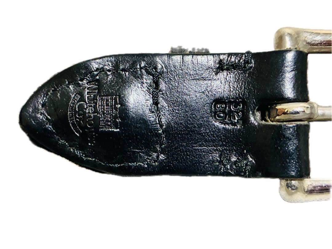 【美品】ホワイトハウスコックス　レザーベルト　メッシュ　編み込み　ブラック