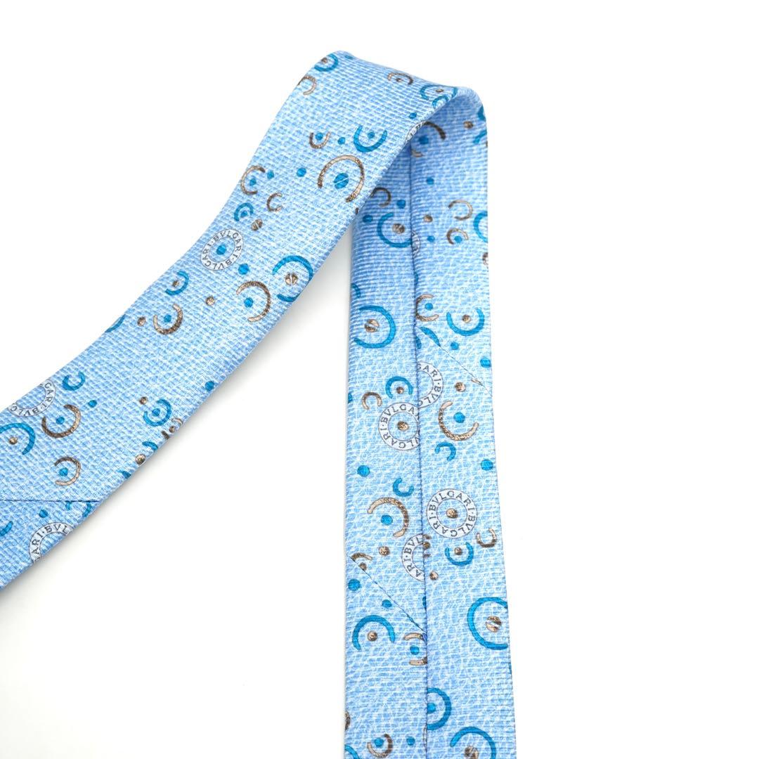✨新品未使用タグ付✨　BVLGARI ネクタイ　セッテピエゲ　水色　ビーゼロワン