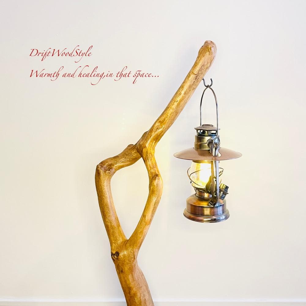 Sサイズの天然流木のランプスタンド 置物 北欧 照明 ランタン N4