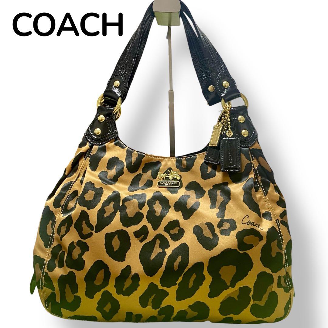 COACHコーチ トートバッグ　ナイロン　レオパード　ワンショルダーバッグ　3層