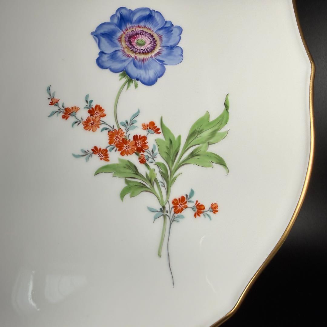 未使用 マイセン 金彩 2つ花 アネモネグランドプレート(34cm)1枚、1級品