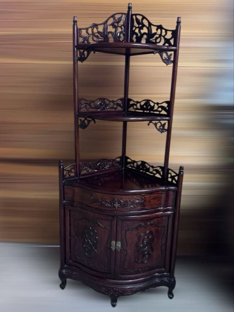 最終価格！紫檀 コーナーキャビネット　唐木 高さ約160cm 猫脚アンティーク