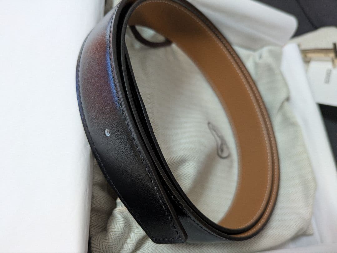 HERMES ベルト 32mm 90cm ブラック×ブラウン Hバックル