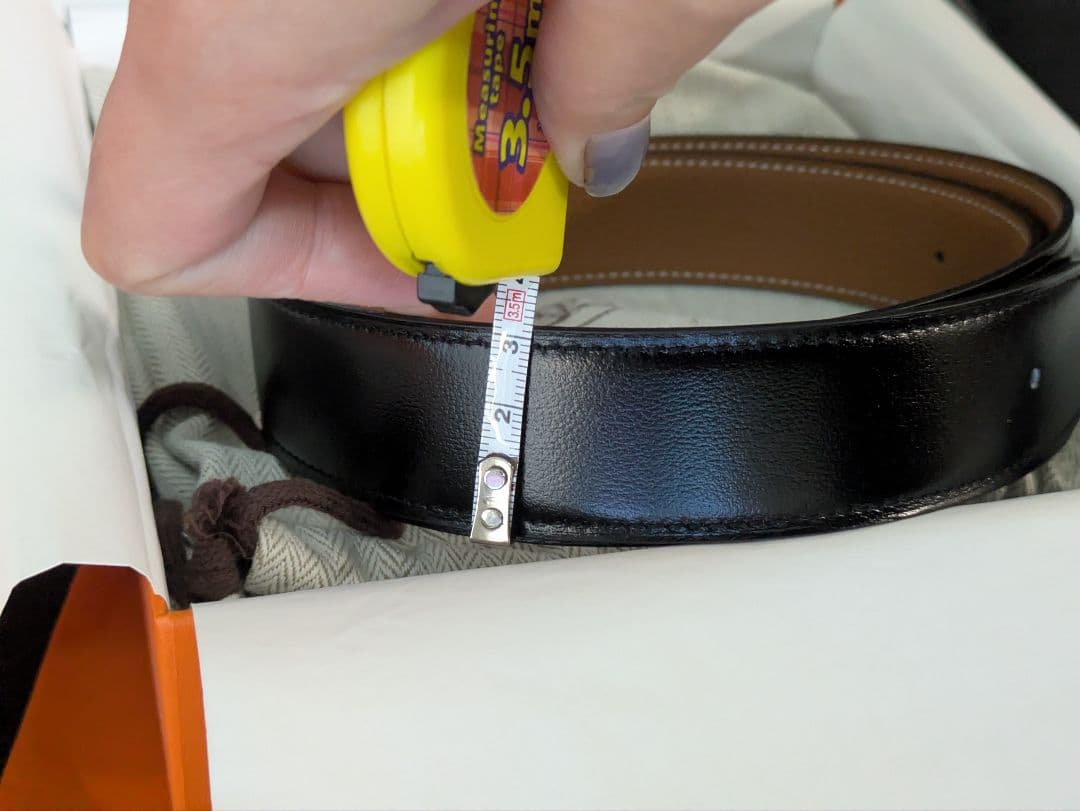 HERMES ベルト 32mm 90cm ブラック×ブラウン Hバックル