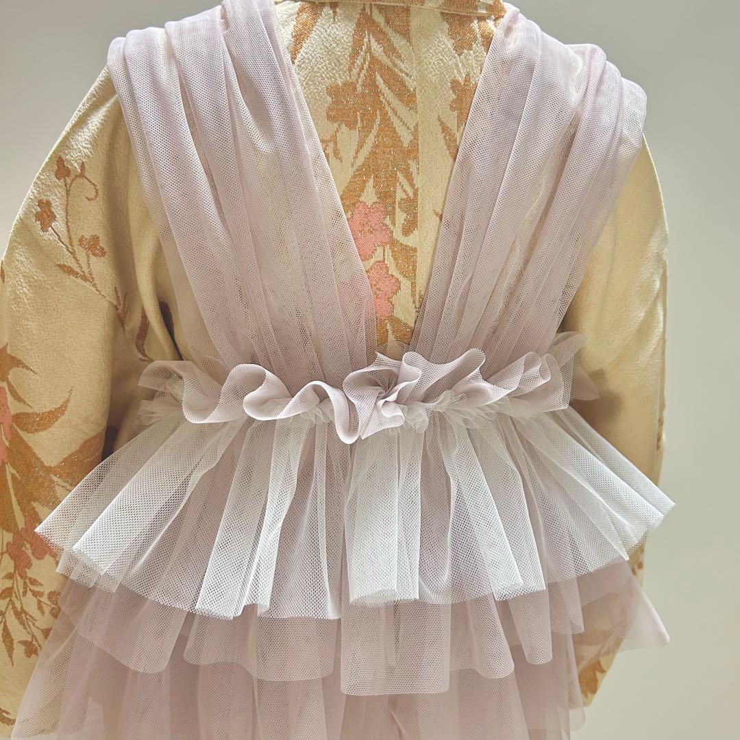 被布エプロン【ラベンダー】チュール被布　被布ドレス　七五三　チュールドレス　被布