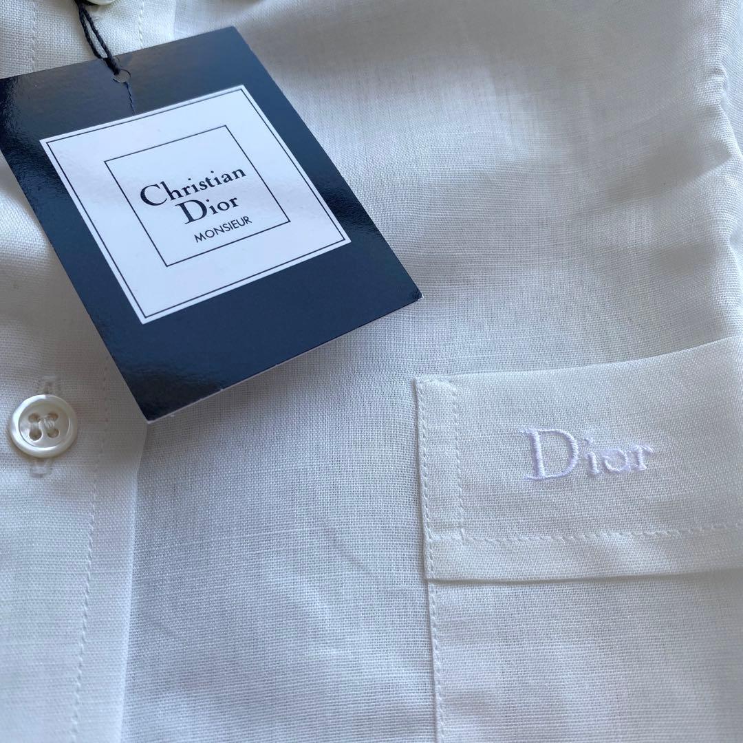 新品タグ付　Christian Dior Monsieur ブラウス　ロゴ　　麻