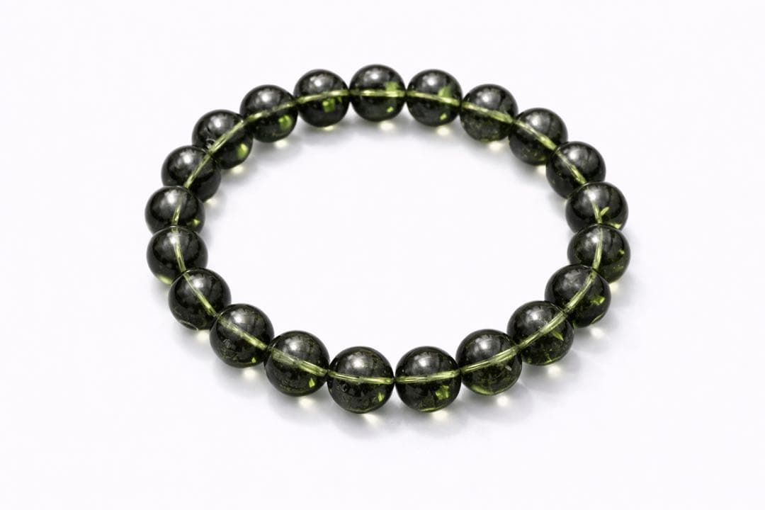 【鑑別予定】超希少モルダバイト ブレスレット10mm×19粒｜深緑・高透明