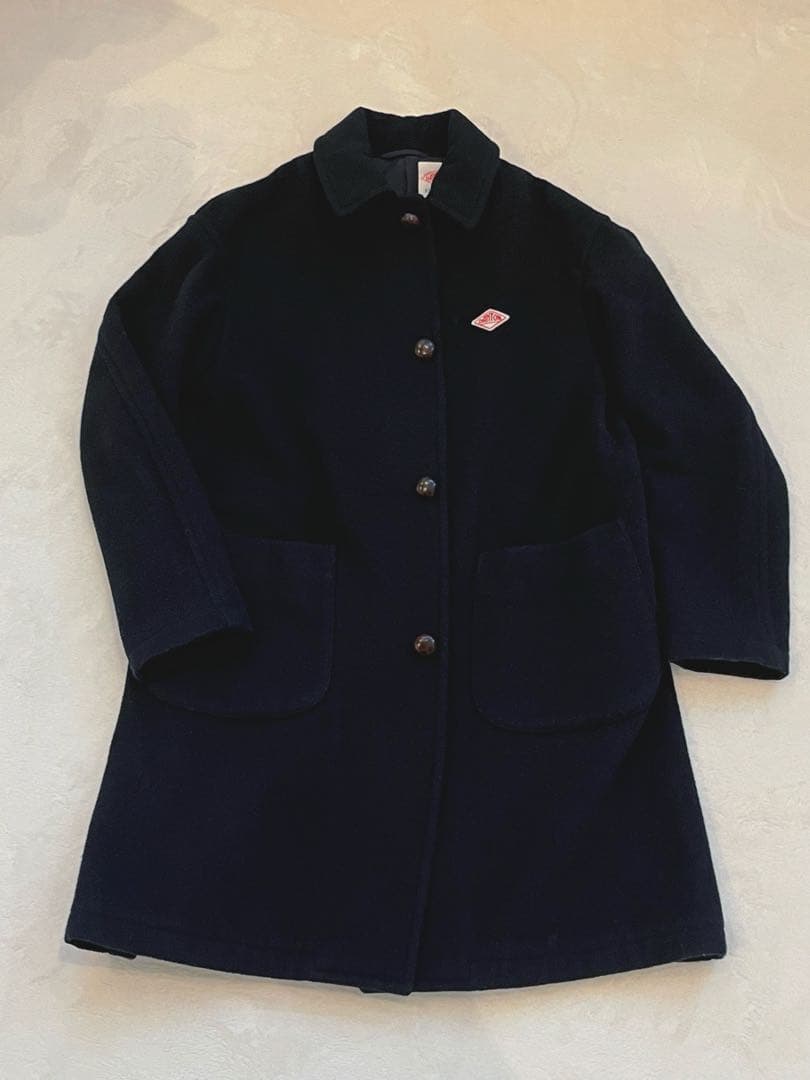 DANTON ネイビー ウールコート くるみボタン