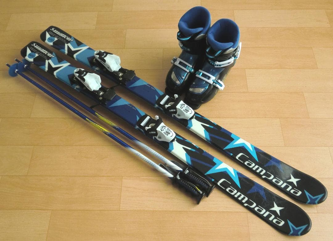 ■■送料無料■SWALLOW■子供用スキー4点セット■120/22■WAX済■■