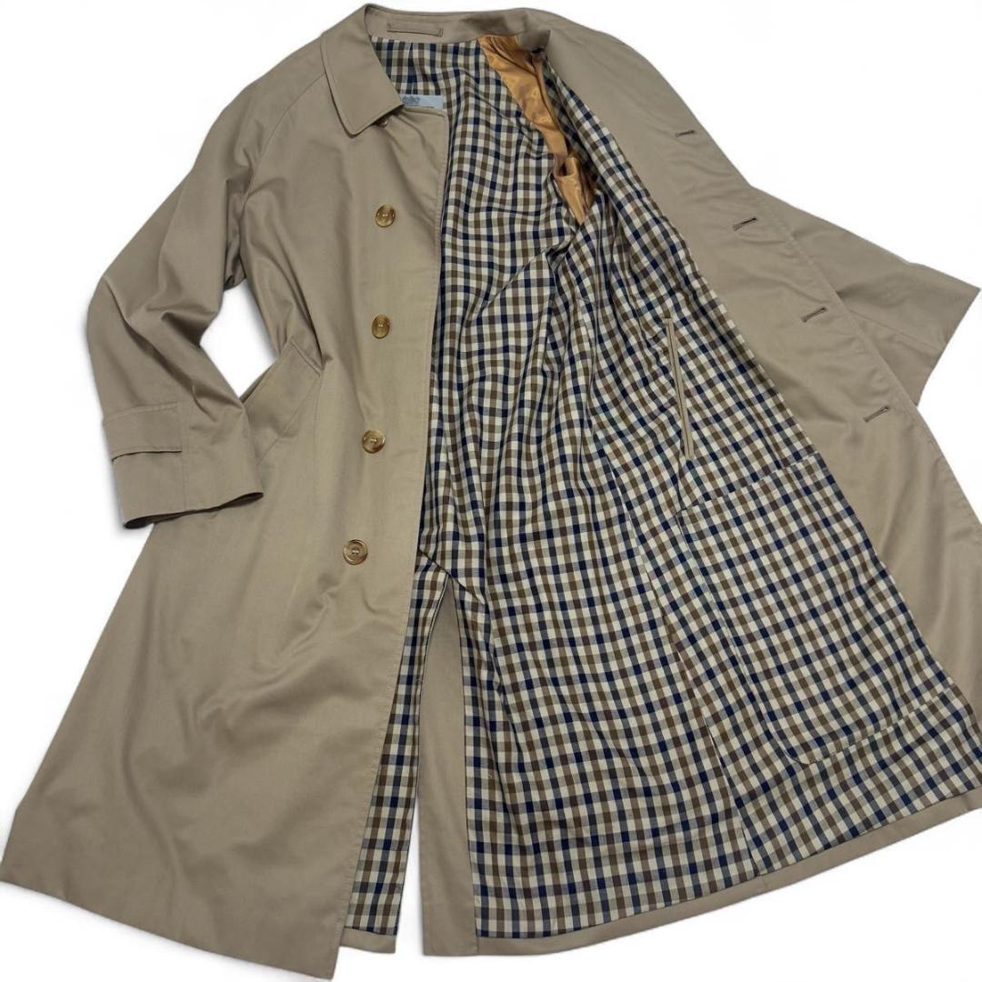 ✨極美品✨Aquascutum　ステンカラーコート　ベージュ　チェック　34