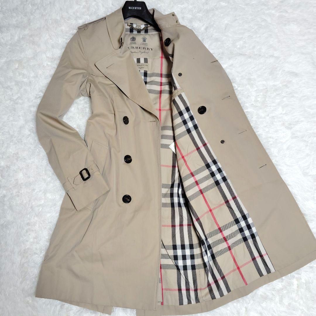 美品 バーバリー 現行 サンドリンガム トレンチコート ベージュ M ヘリテージ