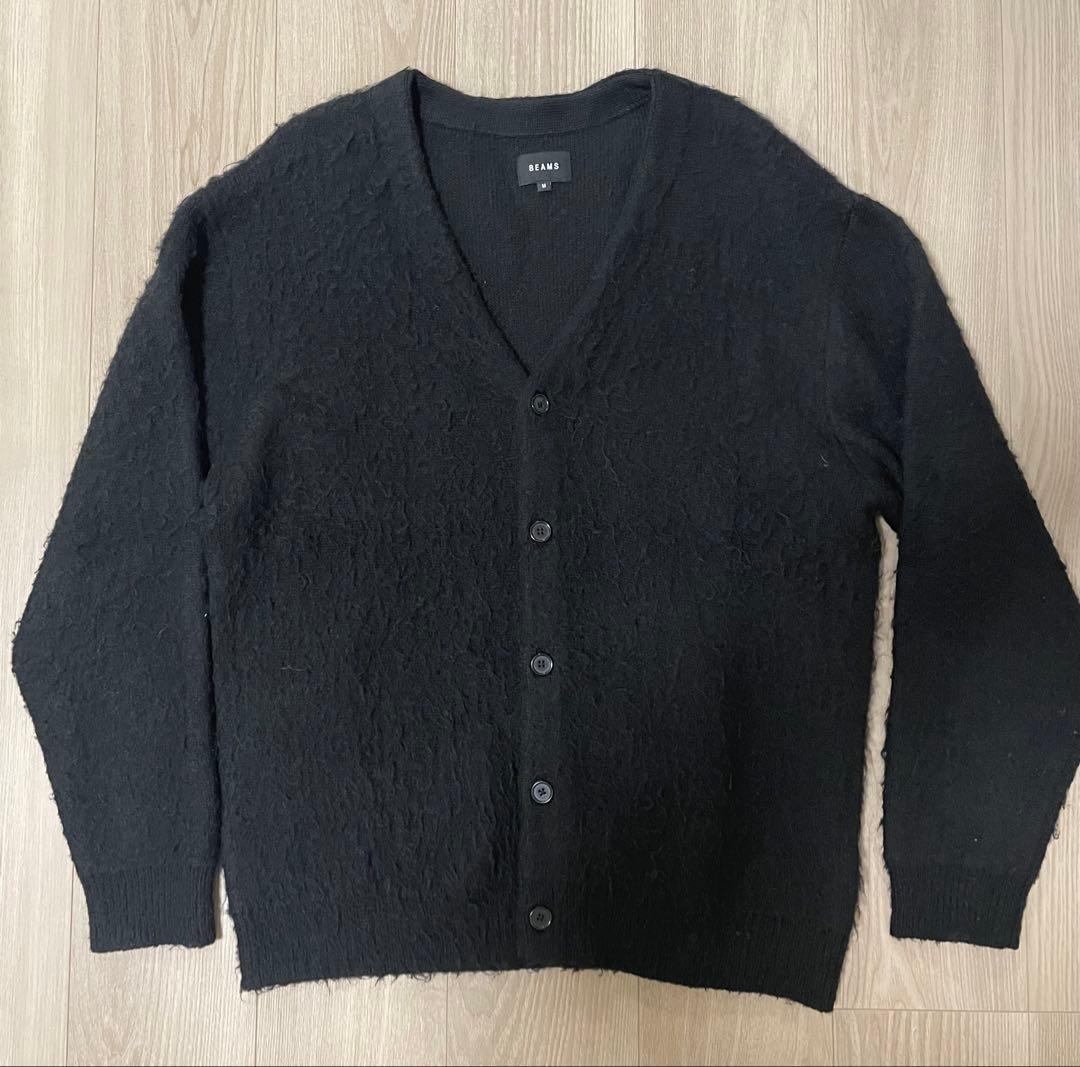 BEAMS シャギーカーディガン ブラックM モヘア