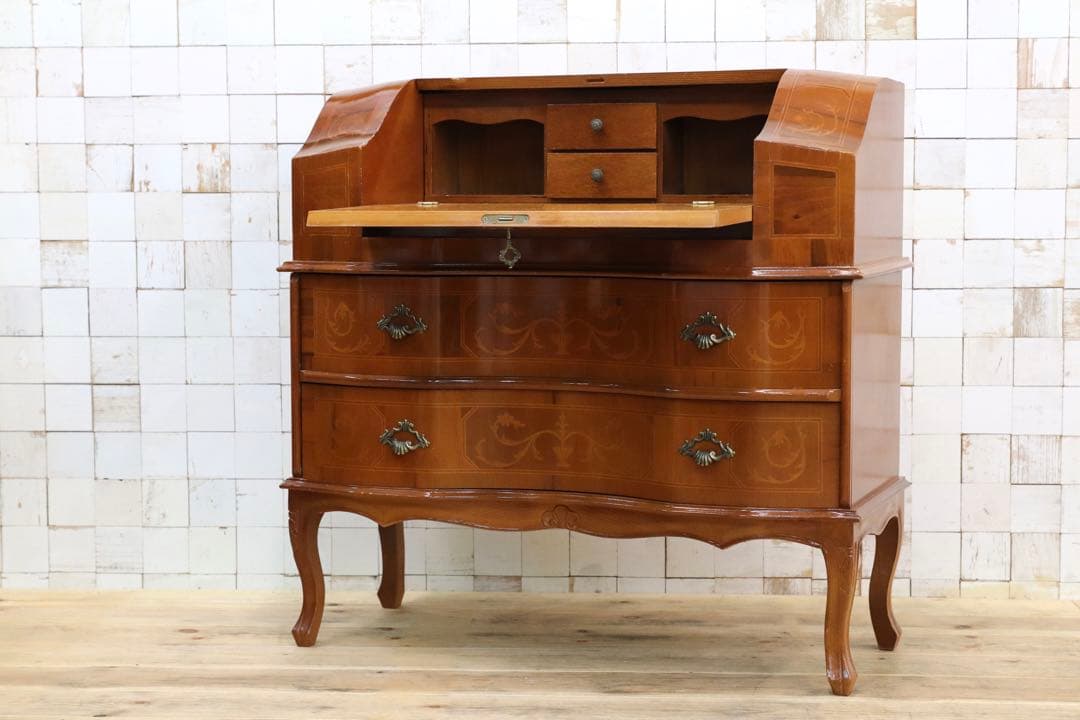 GMIK508○イタリア製 ライティングビューロー デスク クラシック 象嵌