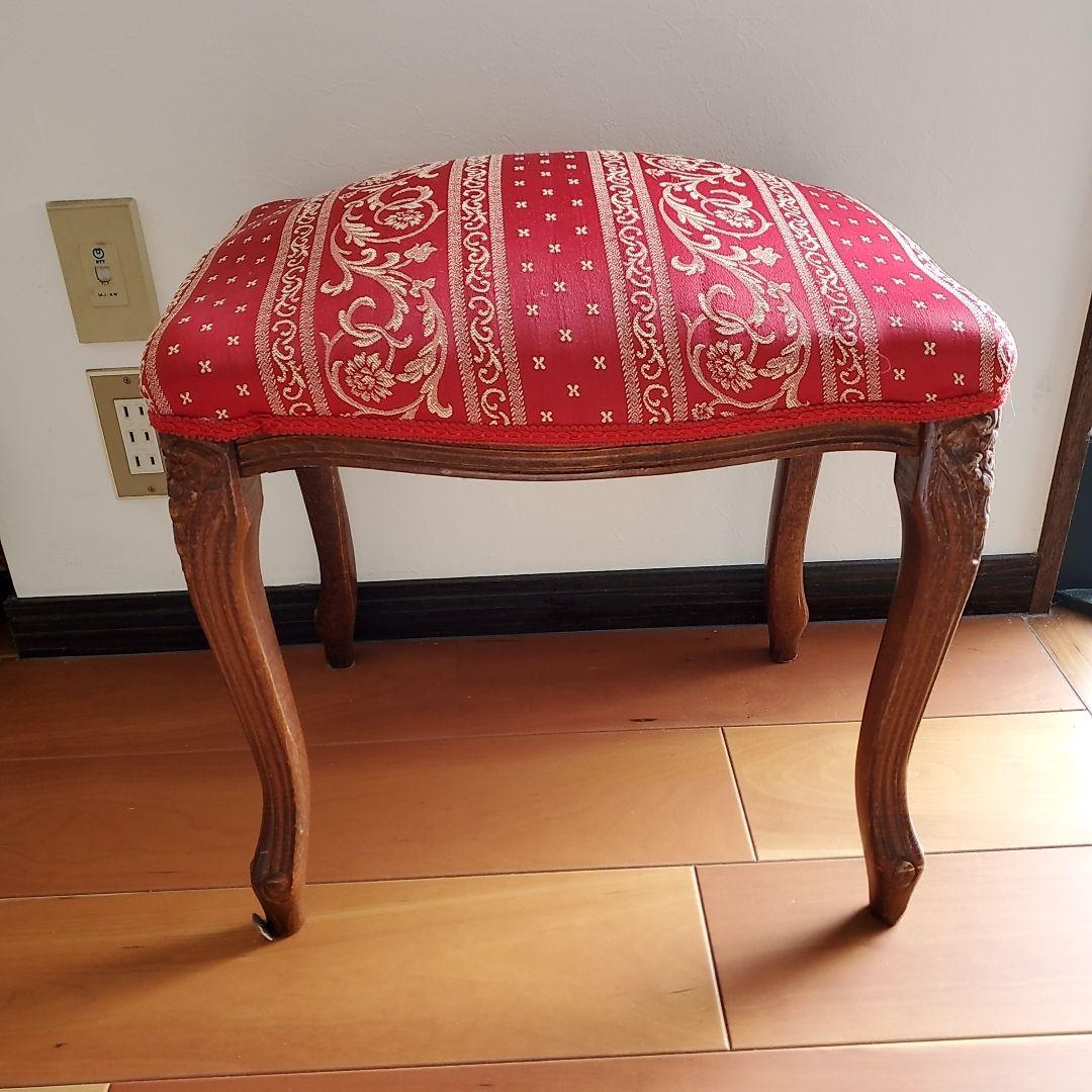 イタリア製 スツール チェア 椅子 猫脚 腰掛け 赤　レッド