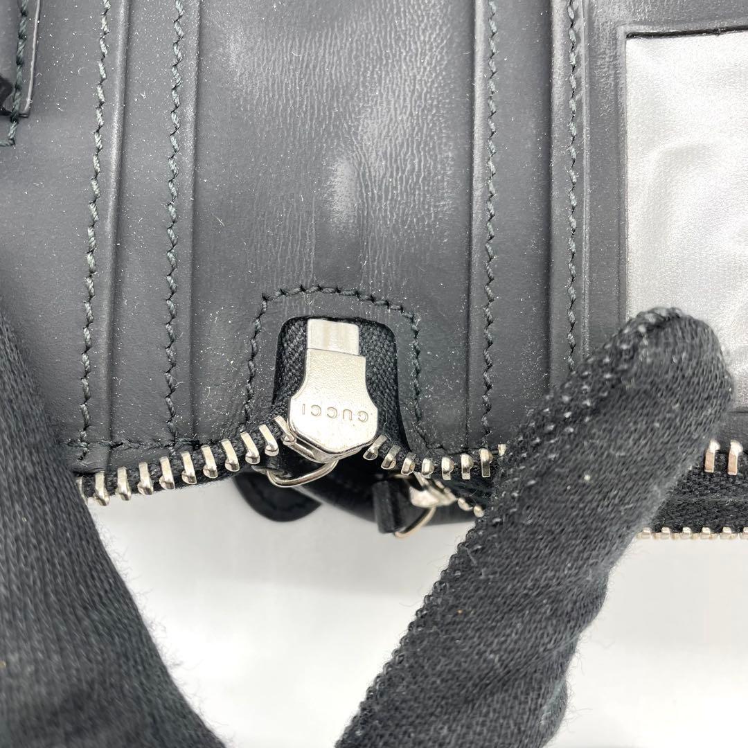 【極美品】グッチ　オーガナイザー　シェリーライン　シマ　GG レザー　ブラック