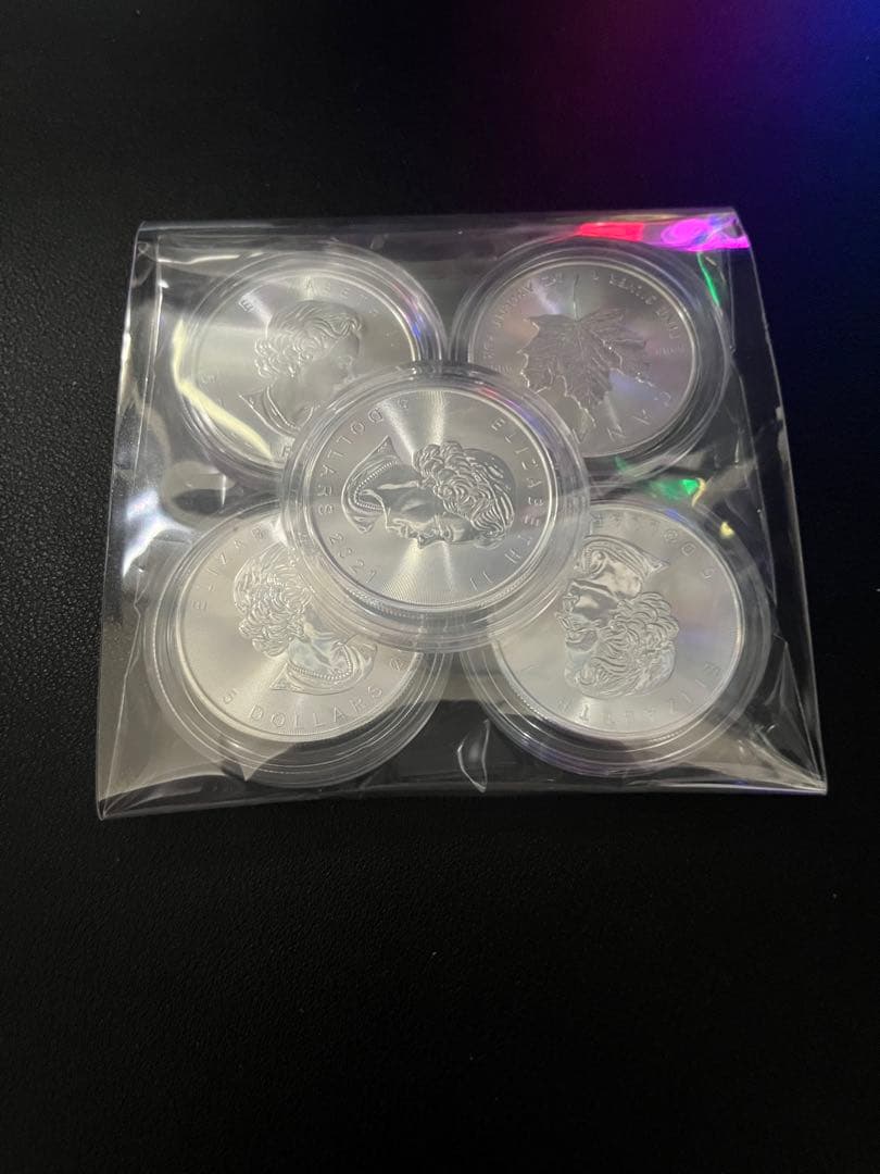 2021年　メイプルリーフ銀貨　5枚セット