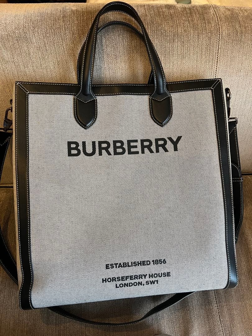 ホースフェリープリント キャンバス＆レザー トート ハンドバッグ