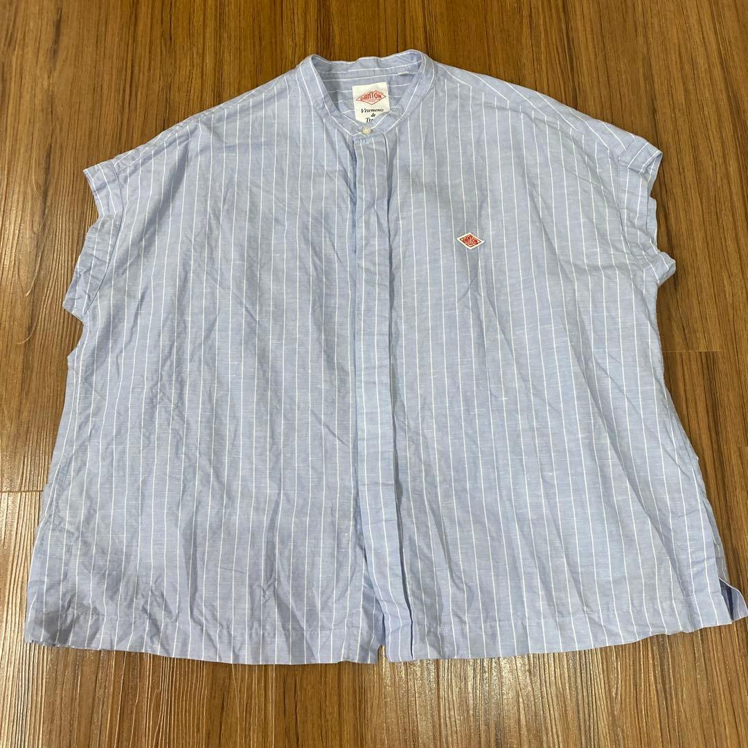 DANTON バンドカラーノースリーブシャツブラウス