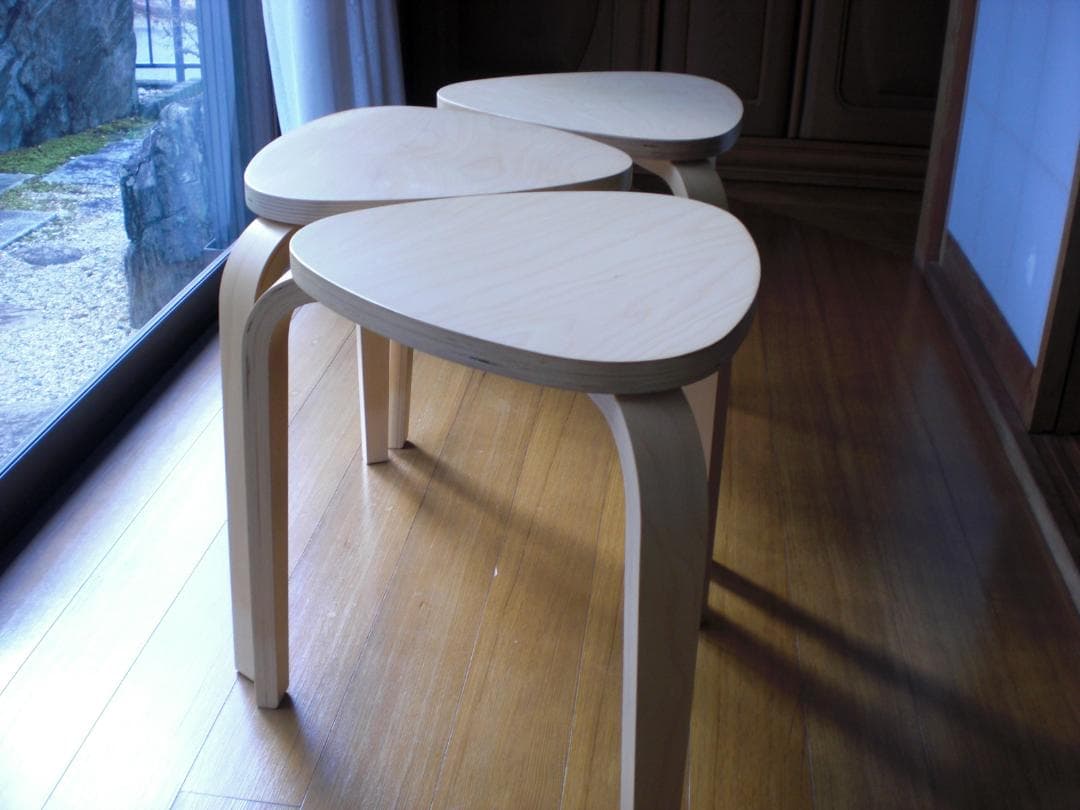 □□ ikea kyrre シルレ スツール 椅子 棚 3脚セット □□