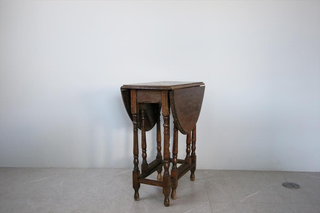 英国アンティーク木製ゲートレッグテーブル/ダイニング机バタフライ(92-119)