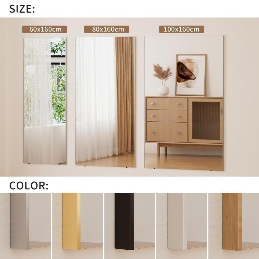 割れない鏡 スタンドミラー 全身鏡 姿見鏡 壁掛け 幅60cm 木目調2817