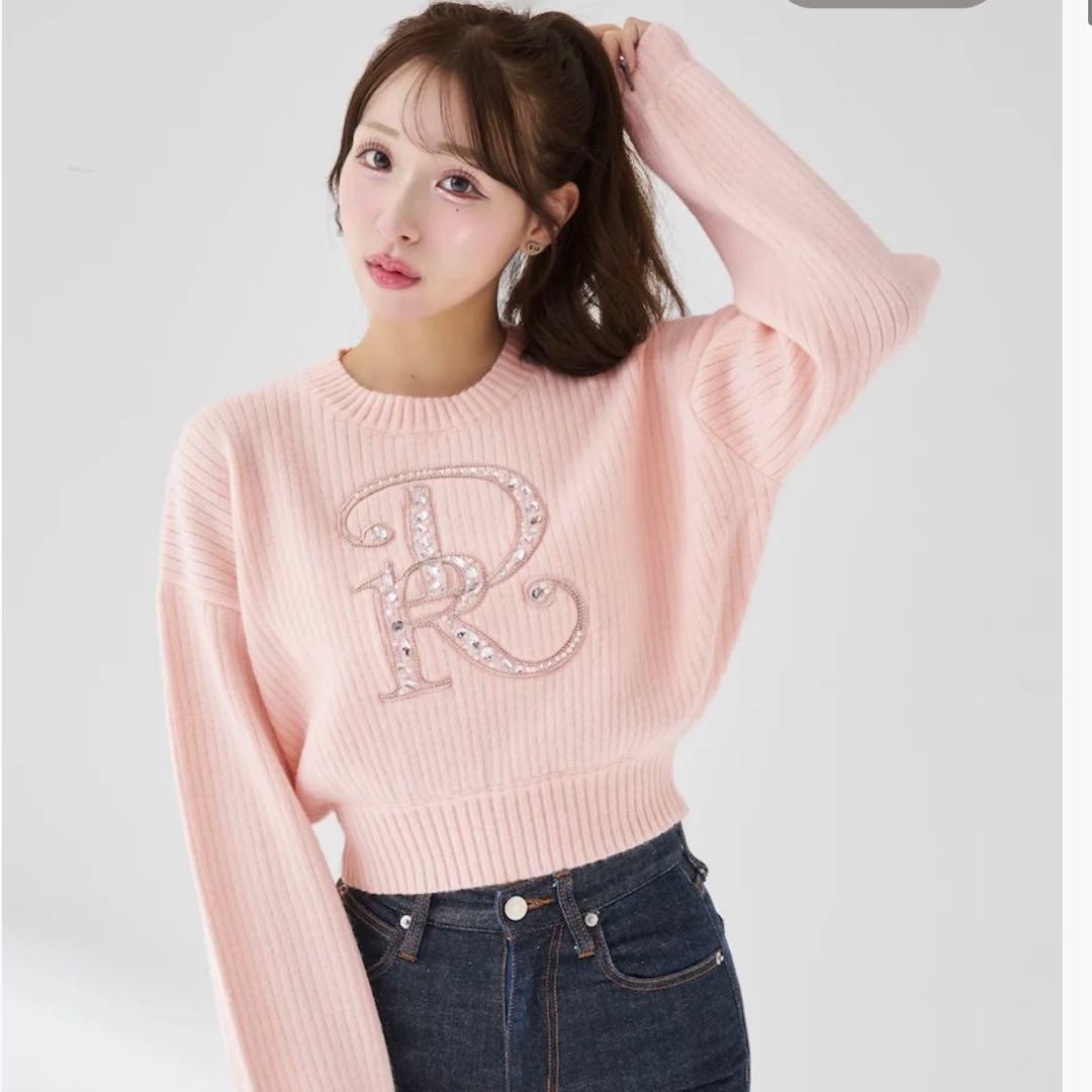 darich DRビジューボリュームリブニットトップス ピンク