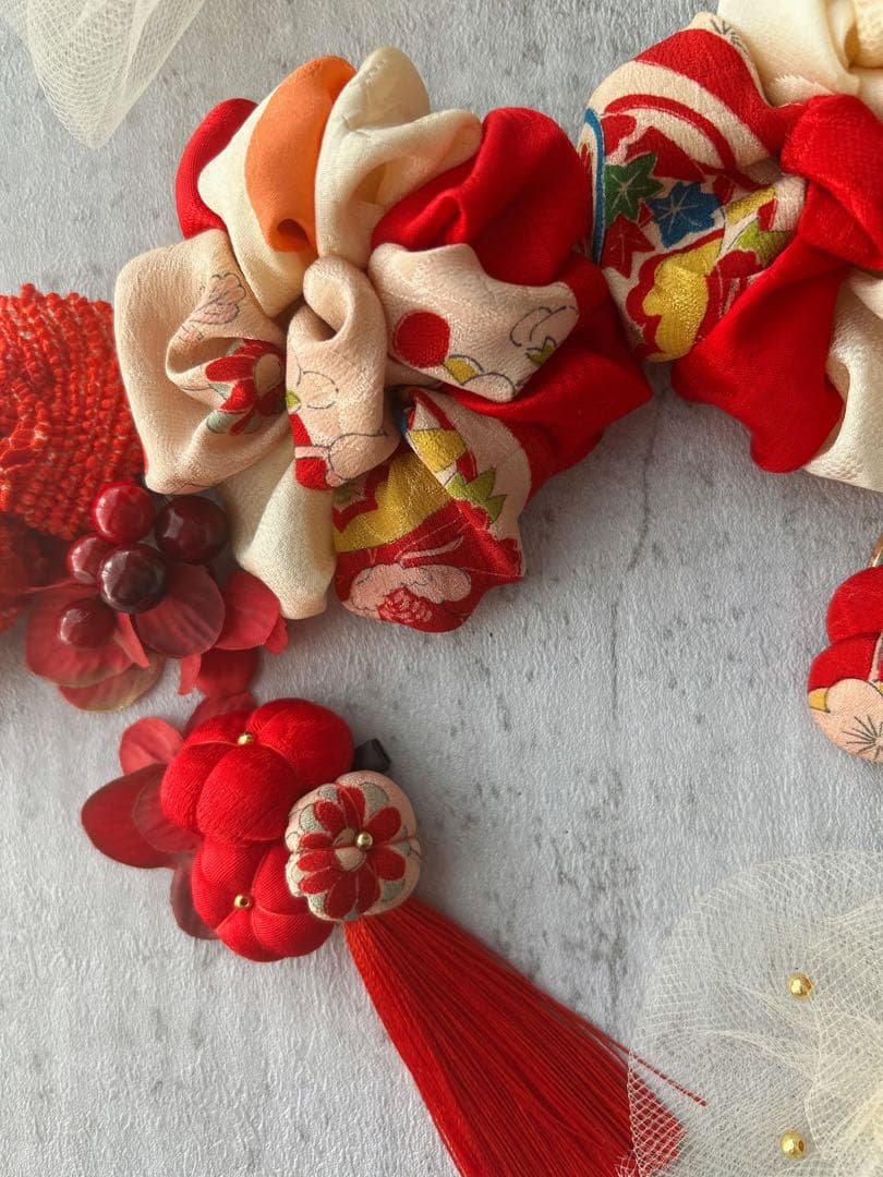 も*ぷ様 七五三　七五三髪飾り　ヘッドドレス　着物髪飾り　リメイク髪飾り　038